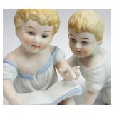 Vtg. Porcelain Bisque Piano Baby Figurines