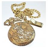 MILAN Quartz Pocket Watch / Hunting Scene