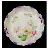 Antique German Hand Painted Porcelain Floral Plate