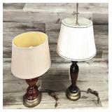 2) Vtg. Wood Base Table Lamps