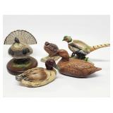 5pc Duck, Pheasant, Grouse, Quail Bird Figurines