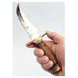 9' Fixed Blade Brass & Wood Handle Hunting Knife