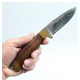 9' Fixed Blade Brass & Wood Handle Hunting Knife