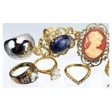 16pc Costume Jewelry Rings, Cameo +