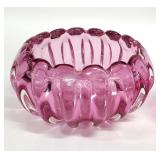Thick Cranberry Art Glass Bowl, Vase MURANO?