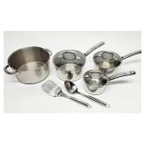 9pc Stainless Steel T-fal Copper Bottom Cookware