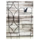 2pc Wrought Iron Cat Flag Frame, Steel Trellis
