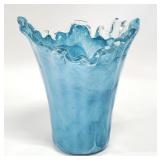 Vietri Italy Art Glass Blue Tone Vase
