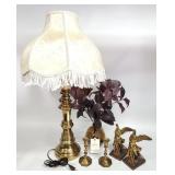 Brass, Lamp, CS Holders, Bookends, Glass Vase