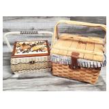2 Vtg Sewing Baskets + Sewing Accessories