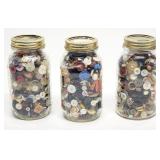 3 Ball Quart Jars Full of Vintage Buttons