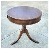 Vtg. Mahogany Drum Lamp Table
