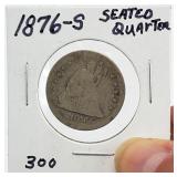 1876-S Seated Quarter, .25 Cent Coin