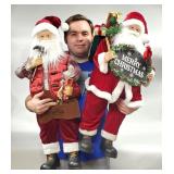 2 Large Christmas Santa Clause Dolls Holiday Decor