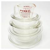 8pc PYREX Clear Glass Cook Ware, Bowls +