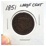 1851 Large .01 One Cent, Penny Coin #1
