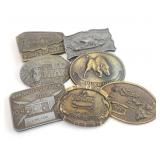 7pc Vtg. Belt Buckles, Red Man, Fireman, Kessler +
