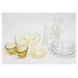 9pc Clear, Yellow Depression Glass