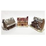 3) Vtg. BYRON Molds Ceramic Christmas Village