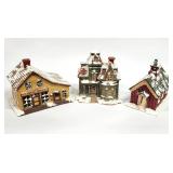 3) Vtg. BYRON Molds Ceramic Christmas Village