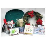 Christmas Holiday Decor, Wreath, Ornaments, Cards+