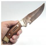 4' Fixed Blade Brass & Wood Handle Hunting Knife