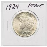 1924 PEACE Silver Dollar, $1 Coin