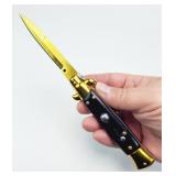 Gold Tone Switch Blade Stiletto Pocket Knife