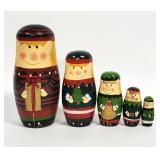 Vtg. Russian Matryoshka 5pc Nesting Elf Dolls
