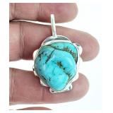 Sterling Silver Turquoise Nugget Necklace Pendant