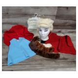 Vtg Girls Dresses, Sweaters, Fur Hat, Collars.