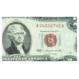 1963 Red Seal Jefferson $2 Dollar Bill