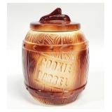 Vtg USA Brown Barrel COOKIE JAR