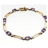 Sterling Silver Amethyst Tennis Bracelet 10.08g