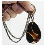 Lrg. Banded Agate Gemstone Necklace Pendant