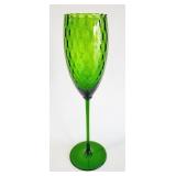 Vtg Empoli Italy Emerald Green Diamond Optic Vase