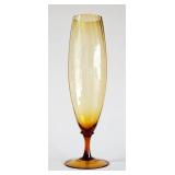 Vtg Empoli Italy Amber, Ribbed, Footed Vase