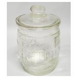 Vtg PLANTERS Peanut Glass Barrel COOKIE JAR