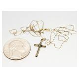 14K GOLD Italy Cross Pendant / Necklace 1.64g
