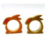 Vtg Bakelite Rabbit Napkin Ring Holder Pair