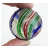 Vtg 1-1/2' Latticino Swirl Glass Marble