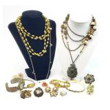 15+pc Costume Jewelry Necklace, Watch +