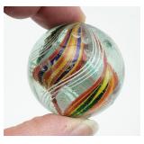 Vtg 1-1/2' Ribbon Swirl Glass Marble