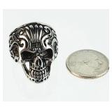 Men's Stainless Steel Sz 11 Ornate Skull RING