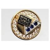 1/20 12K Gold Filled Sapphire Lapel Pin 3.77g