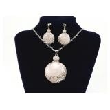 3pc 316L Rose Quartz Necklace & Earrings Set