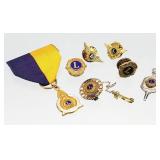 7pc Lions Club Lapel Pins 2) 1/10 10K Gold