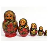 Vtg. Russian Matryoshka 5pc Nesting Girl Dolls