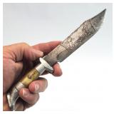 Vtg Mexican 9' Bone Handle Fixed Blade Bowie Knife
