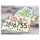 4) 1966-90 Embossed Indiana License Plates